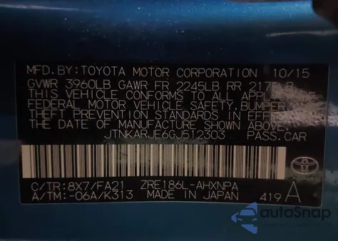 2016 Scion Im from USA, damaged, VIN JTNKARJE6GJ512303